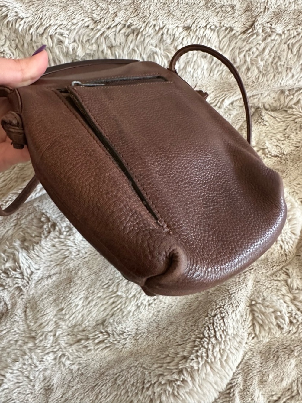 Vintage Fossil Kiss Lock Brown Leather Crossbody Bag - Picture 5 of 5
